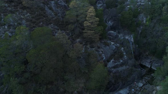 Waterfall in the Forest Aerial View