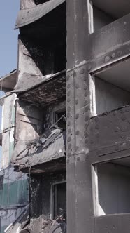 Vertical Video of a House Destroyed By the War in Ukraine