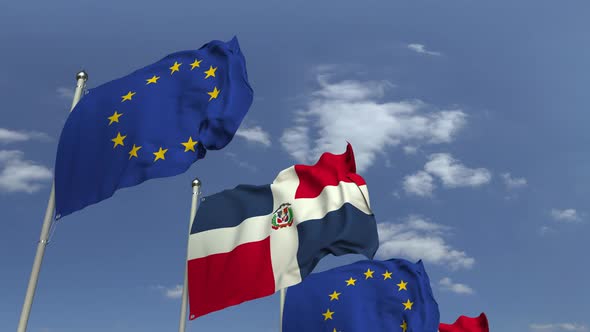 Flags of the Dominican Republic and the European Union alt