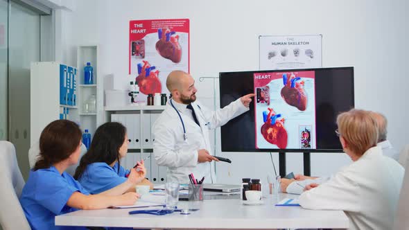 Doctor Analysing Heart Issues Image Together with Cvalified Colleagues