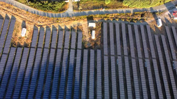 Aerial View of a Solar Farm on the Field