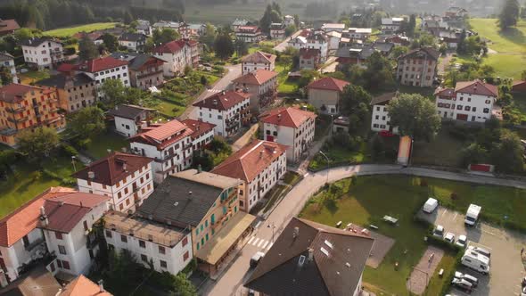 Aerial View Mountain Village City