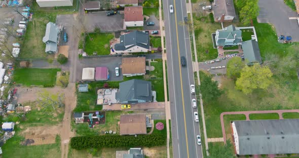 Scenic Seasonal Landscape of Small Town in Monroe New Jersey with Aerial Top View