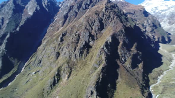 City of Badrinath state of Uttarakhand in India seen from the sky