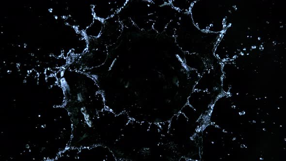 Super Slow Motion Shot of Water Splash Isolated on Black Background at 1000Fps