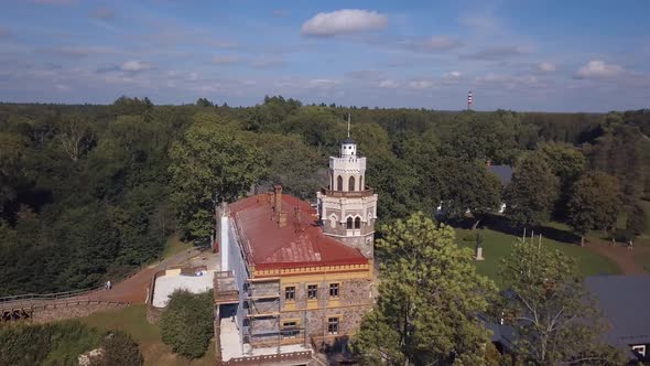 Beautiful view of the Sigulda town in Latvia. Magical nature. Green forests.