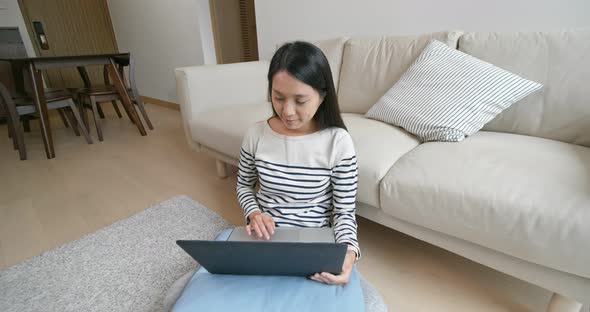 Woman Work on Computer at Home