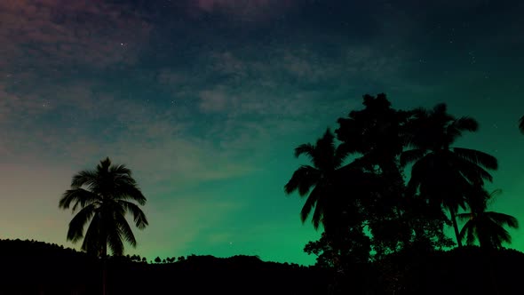 Colorful Night Time Lapse in tropical landscape, Samui, Thailand