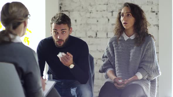 Couple Arguing on Psychotherapist Appointment