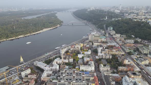 Cityscape of Kyiv, Ukraine. Aerial View, Slow Motion