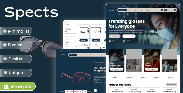 Spects - Modern Glasses Responsive Shopify 2.0 Theme