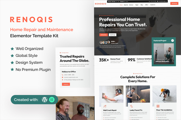 Renoqis - Home Repair & Maintenance Elementor Template Kit