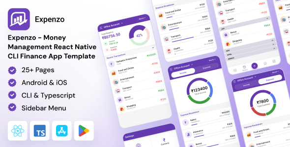 Expenzo - Money Management React Native CLI Finance App Template