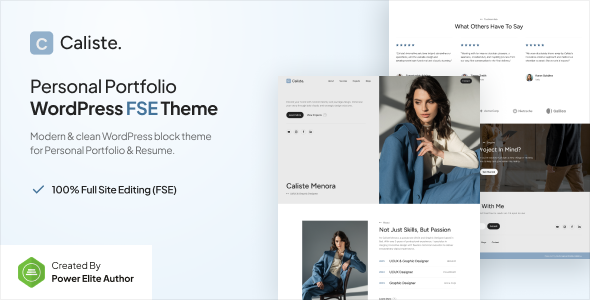 Caliste – Personal Portfolio CV & Resume Gutenverse FSE WordPress Theme