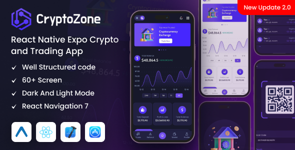 CryptoZone - React Native Expo Cryptocurrency Mobile App Template