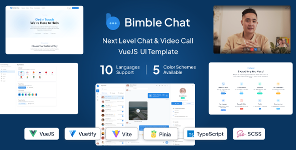 Bimble Chat – VueJS + Vuetify Chat App UI Template