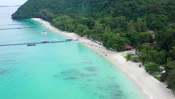 Coral Island Koh He Beach and Boats in Phuket Province Thailand