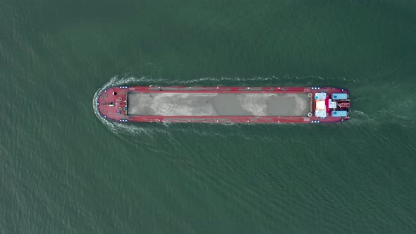 Bird's Eye View of a Cargo Barge At Sea