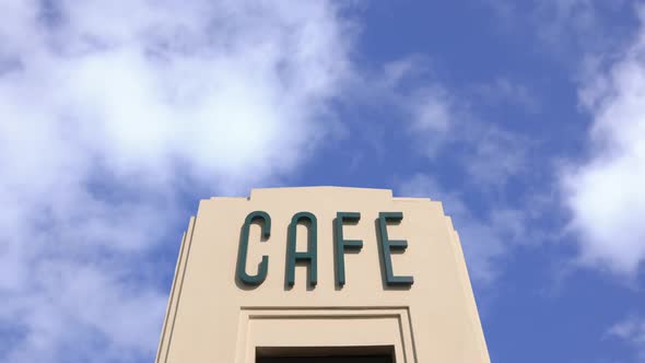Sign For Retro Art Deco Cafe