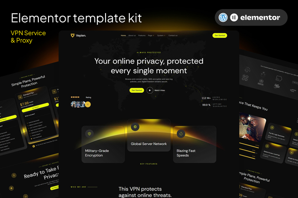 Vepien - VPN Service & Proxy Elementor Template kit