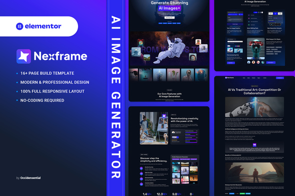Nexframe - AI Image Generator Elementor Template Kit