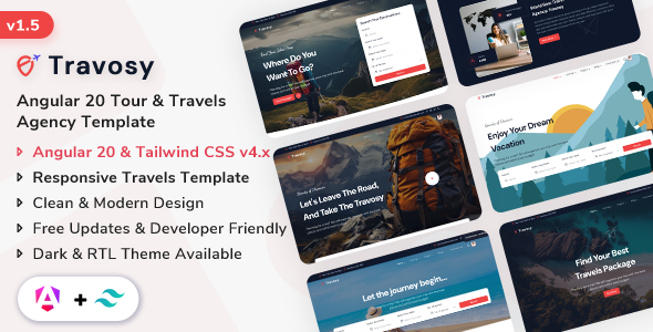 Travosy - Angular 20 Tour & Travels Agency Template (Angular 20 & Tailwind CSS v4)