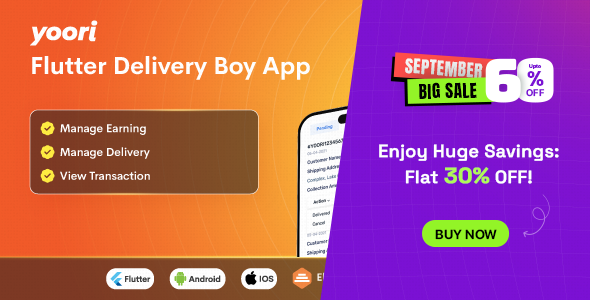 YOORI eCommerce Delivery Boy Flutter App