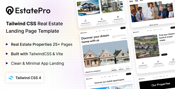 EstatePro - Real Estate Tailwind CSS Template