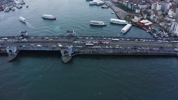 Istanbul Galata Bridge in Bosphorus 