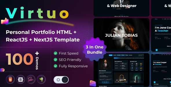 Virtuo - Personal Portfolio HTML + ReactJS + NextJS Template