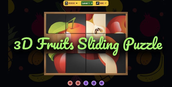 3D Fruits Sliding Puzzle - Cross Platform Puzzle Game