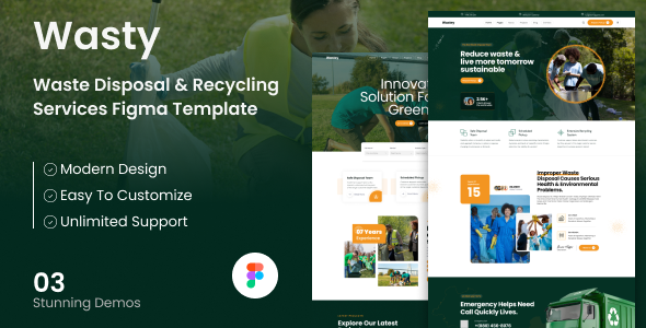 Wasty – Waste Management & Recycling Figma Template
