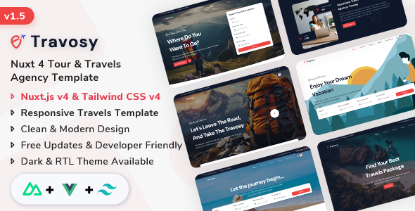 Travosy - Nuxt.js Tour & Travels Agency Template (Nuxt 4 + Tailwind CSS v4)