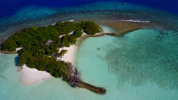 Aerial drone nature of tropical island beach by sea with sand background