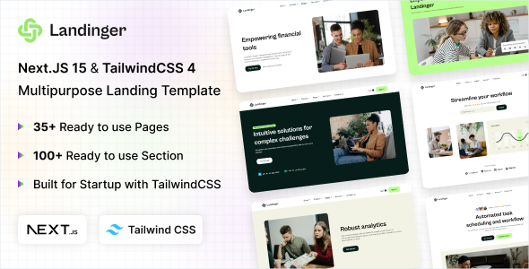 Landinger – Tailwind CSS Multipurpose Next Js Landing Page Template