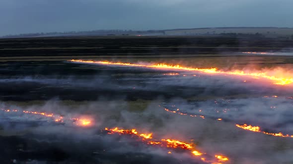 Aerial Footage of Burning Fields in the Krasnodar Territory