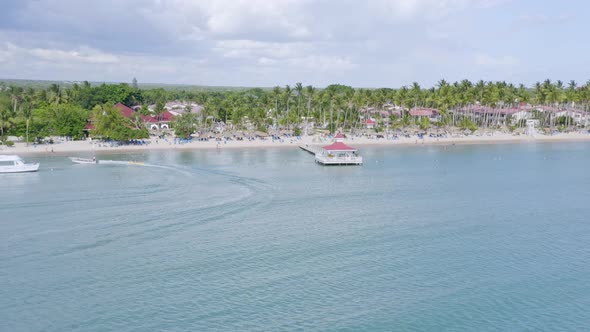 Drone view of Bahia Principe luxury resort at La Romana, Dominican Republic. Aerial