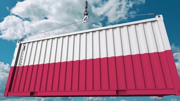 Cargo Container with Flag of Poland