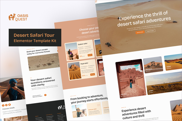 OasisQuest - Desert Safari Tour Elementor Template Kit