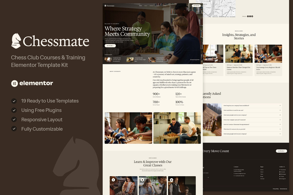 Chessmate - Chess Club Courses & Training Elementor Template Kit