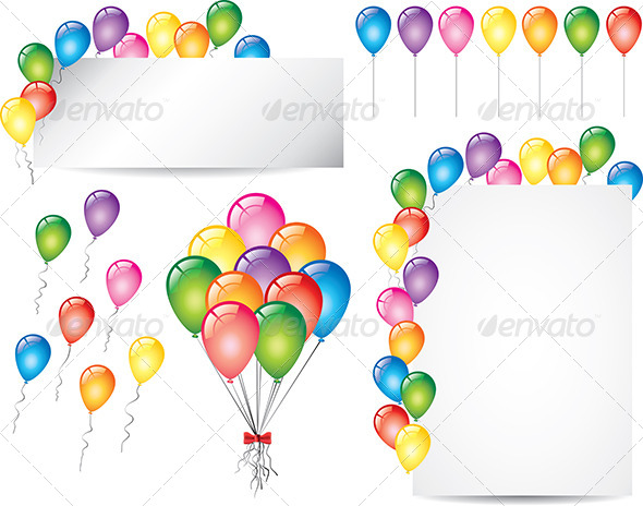 Colorful Glossy Balloons Vector Set
