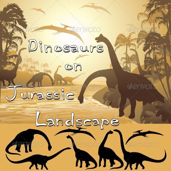 Dinosaurs on Tropical Jurassic Landscape