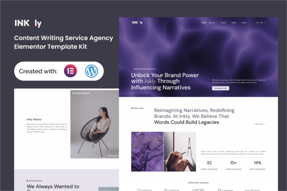 Inkly - Content Writing Service Agency Elementor Template Kit