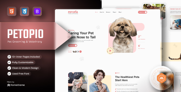 Petopio- Pet Grooming & Veterinary HTML Template