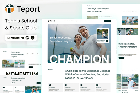Teport - Tennis School & Sports Club Elementor Template Kit