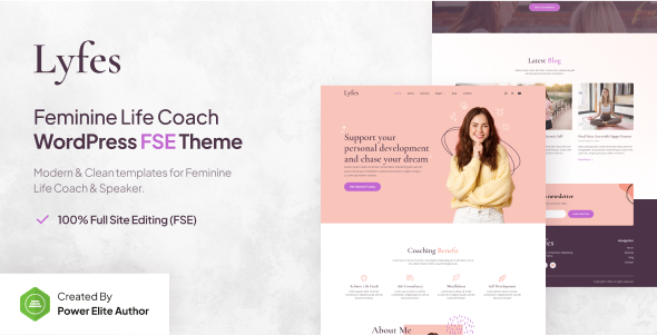 Lyfes – Feminine Life Coach & Speaker Gutenverse FSE WordPress Theme