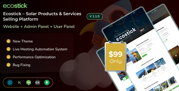 Ecostick – Solar Products & Services Selling Platform | Website | Admin | User Panel (MERN)