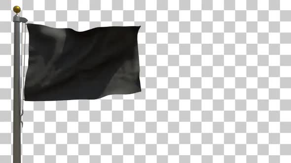 Black Flag on Flagpole with Alpha Channel - 4K