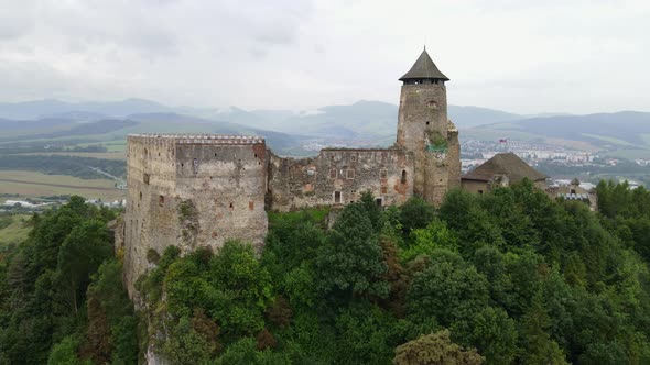 Aerial view of the castle in Stara Lubovna, Slovakia