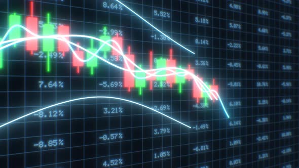 3D Candlestick Chart Crypto Exchange Finance Market Data Graph Price - 4K